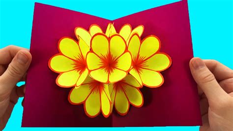 Diy 3d Flower Pop Up Card How To Make A Simple Folding Card Under 5 Minute Easy Diy Crafts T