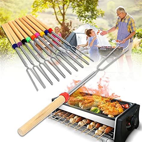 10 Pack Marshmallow Roasting Sticks 32 Inch Extendable Smore Skewers