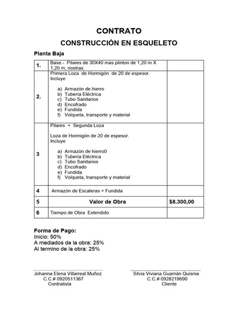 Contrato De Construccion Pdf