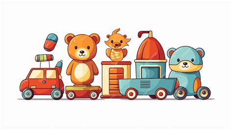 Desenho de brinquedos coloridos em fundo branco Ilustração vetorial