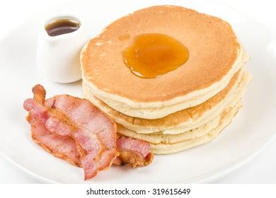 Pancakes Bacon Maple Syrup On White Stock Photo 319615649 | Shutterstock