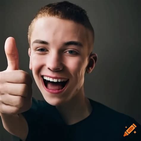 White Male College Student With Light Stubble And Short Straight Black