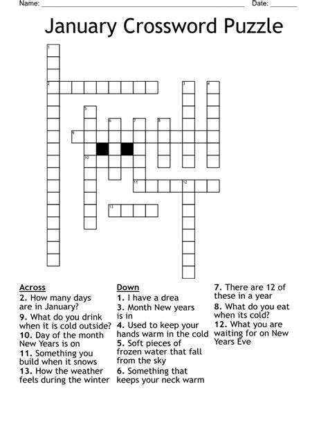 2024 January Calendar With Grid Lines Crossword Puzzles Dixie Barbaraanne