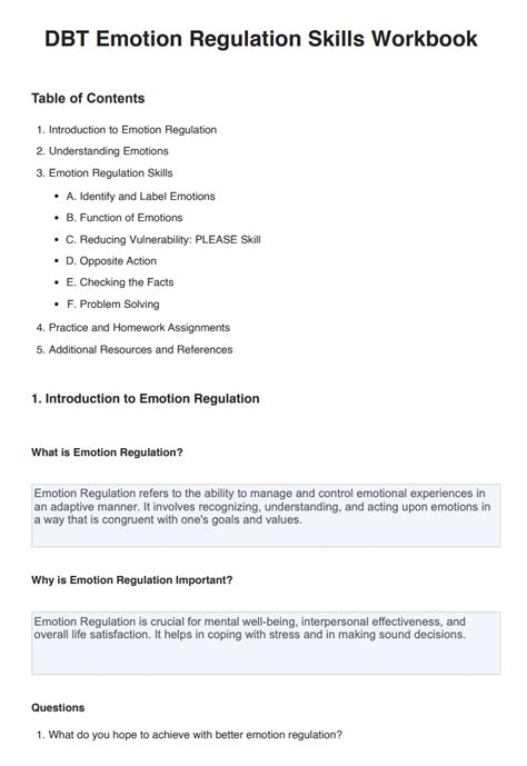 Dbt Emotion Regulation Worksheet 18 Values And Priorities For Homework