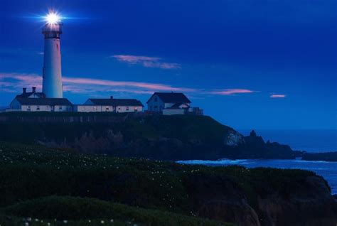 Lighthouse Scenery At Night Free Photo