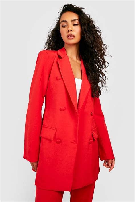 Colour Pop Longline Double Breasted Blazer Boohoo Uk