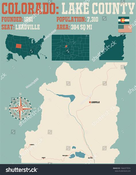 Large Detailed Map Lake County Colorado Stock Vector (Royalty Free ...