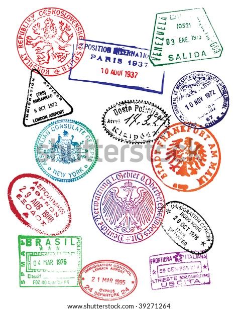 Travel Passport Stamps Vector Stock Vector (Royalty Free) 39271264