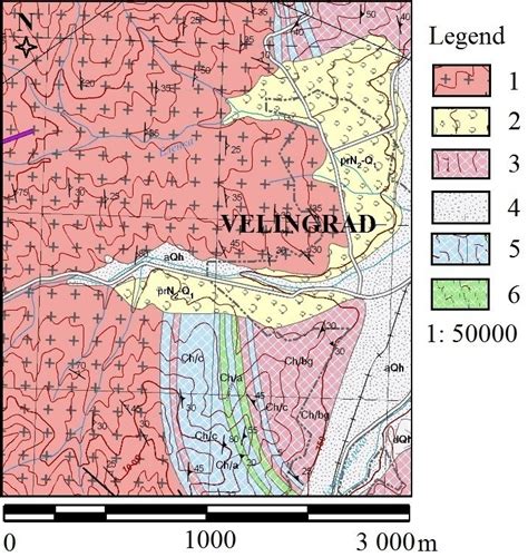 Geological map of the area of Velingrad town (Sarov et al., 2009; part ...