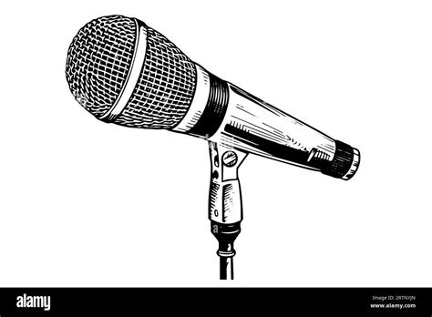 Vintage Microphone Hand Drawn Sketch Engraving Style Vector