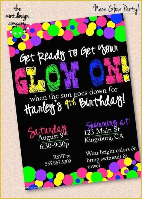 47 Neon Party Invitations Templates Free | Heritagechristiancollege