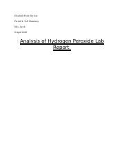 Elisabeth Analysis Of Hydrogen Peroxide Lab Report Docx Elisabeth