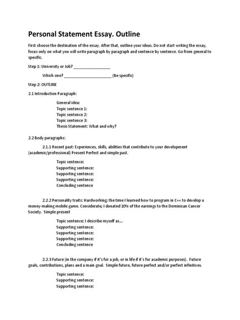 Personal Statement Outline | PDF