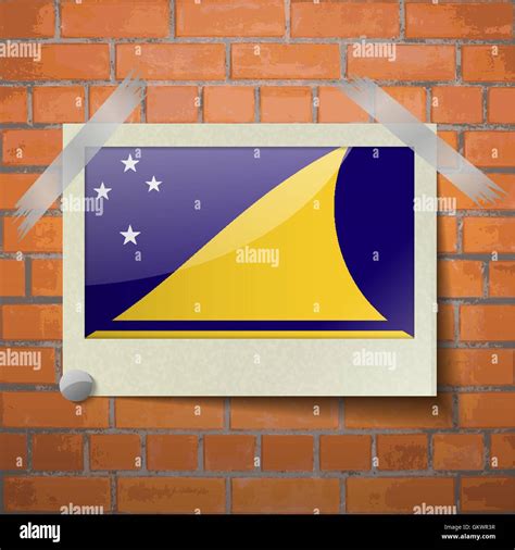 Flags Tokelau Scotch Taped To A Red Brick Wall Stock Vector Image Art