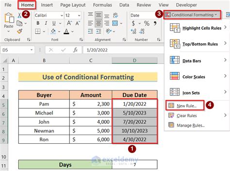 How To Set Due Date Reminder Formula In Excel Easy Methods