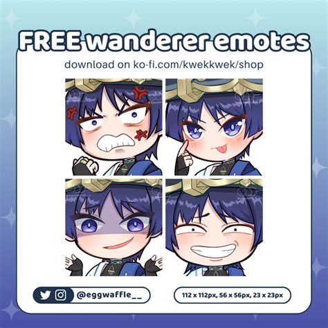 Genshin Impact Free To Use Wanderer Scaramouche Emotes Stickers Kwek Kwek 蘭 Drawing