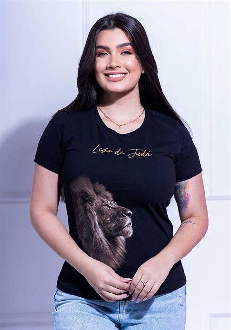 Loja Delbo T Shirt Feminina Rosto Le O De Jud Cor Preto Delbo T