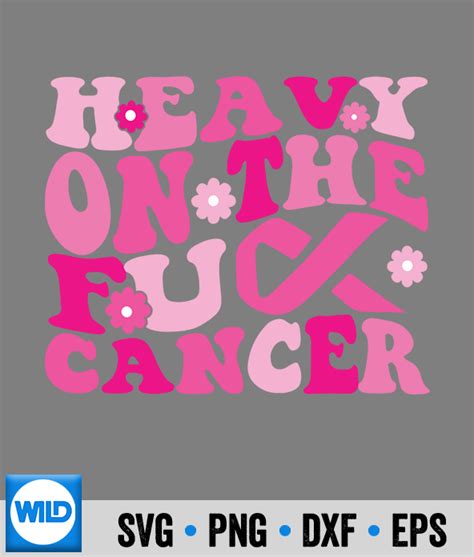 Fuck Cancer SVG Fuck Cancer Groovy Pink Ribbon Breast Cancer Awareness