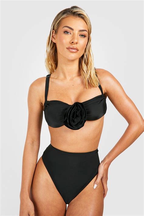 Boohoo Rose Corsage Strappy Padded Bikini Set Debenhams