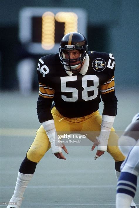 Linebacker Jack Lambert of the Pittsburgh Steelers looks on from the ...