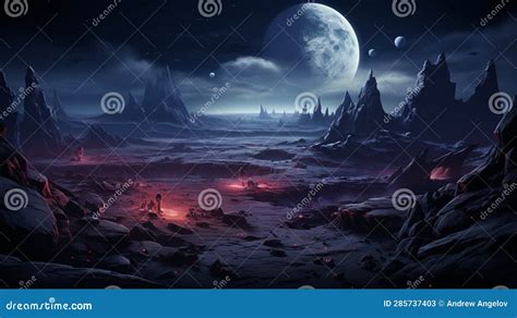 Fantasy World Landscape On An Extrasolar Alien Planet Futuristic Sci