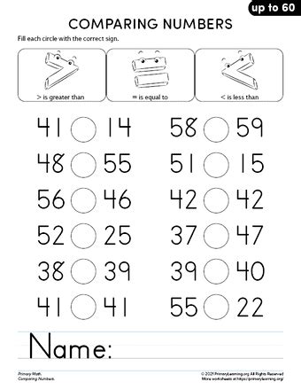 Comparing Numbers Up To Part Primarylearning Org