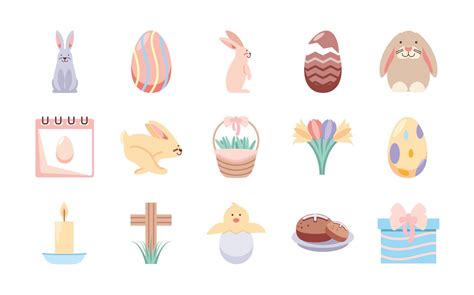 Happy Easter Icons 10419305 Vector Art At Vecteezy