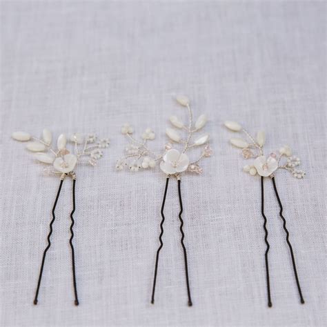 Magnolia Ivory Flower Wedding Hair Pins Bridal Flower Hair Pins