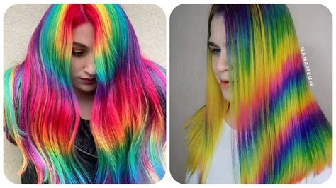 Colorful Hair Ideas 💙rainbow Color Hair Transformation Hairstyle