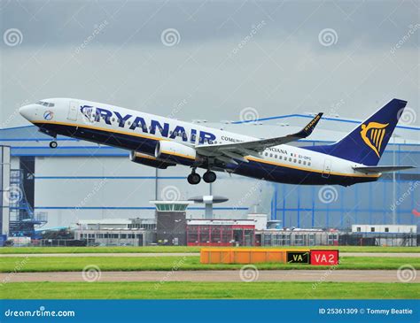 Ryanair Boeing Jet Flying Up In The Sky View From Below Editorial