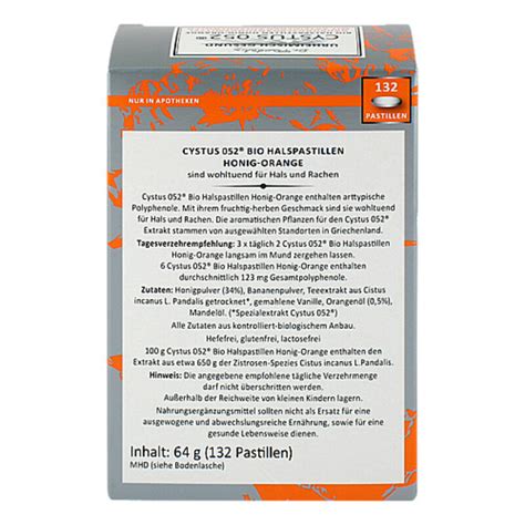 Cystus 052 Bio Halspastillen Honig Orange 132 St Online Bei Pharmeo Kaufen