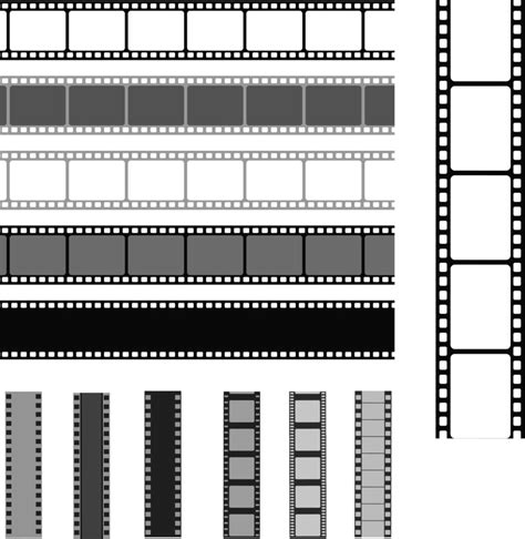 Film Strip Templates Cinema Monochrome Border Celluloid Tape Media