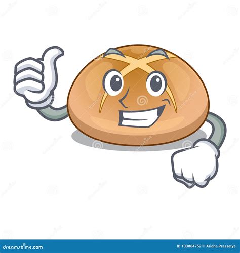 Thumbs Up The Hot Cross Buns Character Homemade Stock Vector Illustration Of Glazed Cross