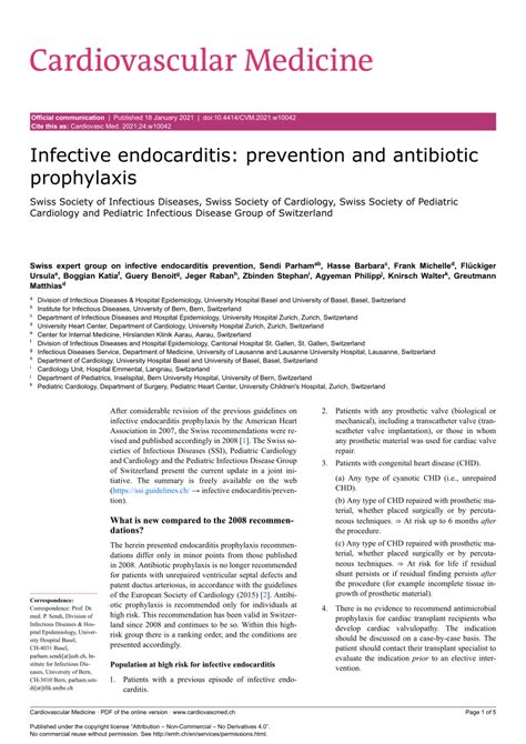 Pdf Infective Endocarditis Prevention And Antibiotic Prophylaxis