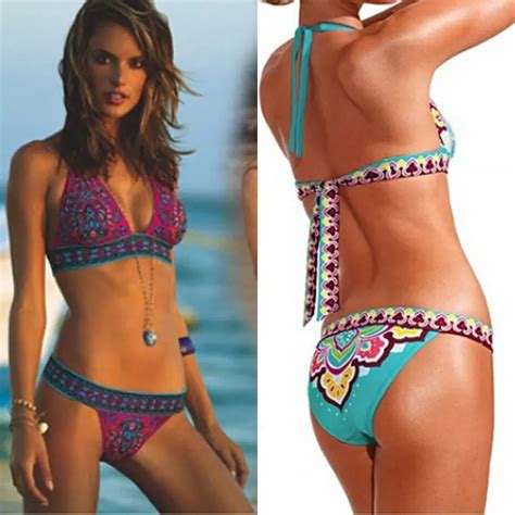 Brazilian Bikinis Set Women Sexy Floral Bandage Bikini Push Up Padded