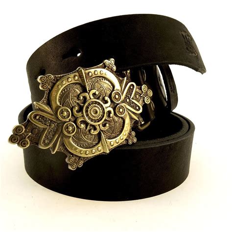 Flower Belt Buckle, Fern Flower Mythology Magic Ornamental Flower Solid Brass Belt Buckle, Sun ...