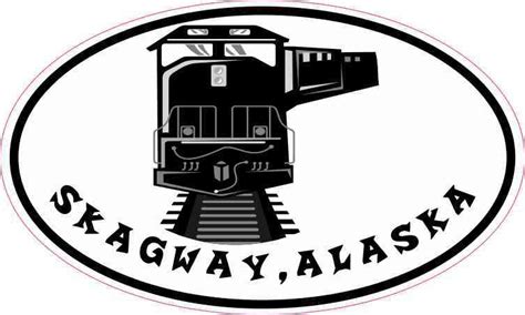 5in X 3in Oval Train Skagway Alaska Sticker Vinyl Travel Luggage Stickers