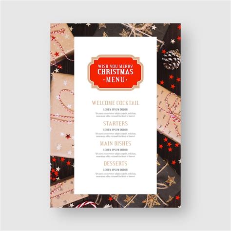 Free Vector Christmas Menu Template With Photo