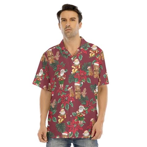 Christmas Tiki And Santa Hawaiian Shirt Vinco Hawaiian Shirts