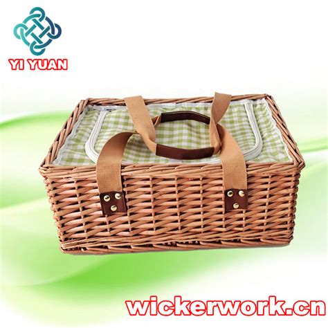 Wicker Picnic Basket Set For 4 Persons Willow Picnic Basket For 4 With