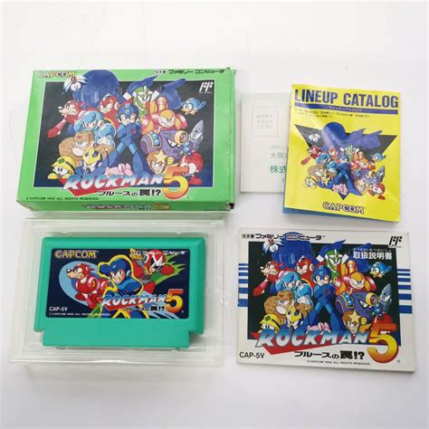 任天堂 ロックマン5 ブルースの罠 Cap 5v Rockman ファミコン ソフト 箱取説 付き 動作未確認 現状品12366