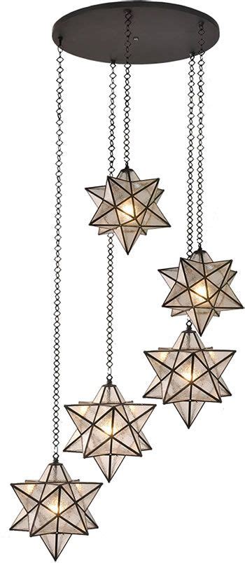 Meyda 45 Wide Moravian Star 5 Light Cascading Pendants Five Moravian