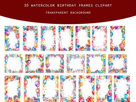 Watercolor Birthday Party Borders And Frames Clipart Png Birthday