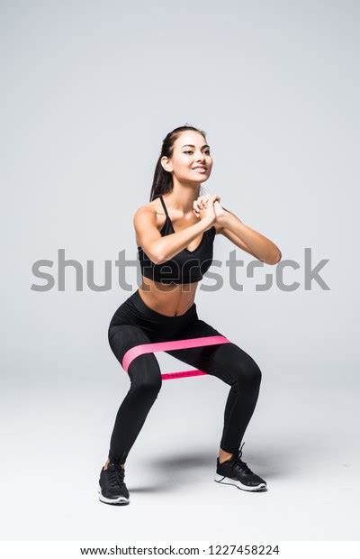 Slim Blonde Woman Doing Squats Fitness Stock Photo Shutterstock