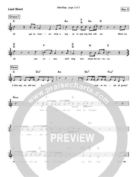 One Day When We All Get To Heaven Simplified Sheet Music Pdf Matt Redman Praisecharts