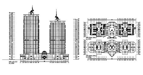 High Rise Building Elevation And Layout Plan Details Dwg File Cadbull