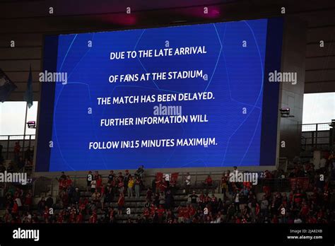 The Giant Screen Informing Fans Of A Delayed Kick Off Ahead Of The Uefa