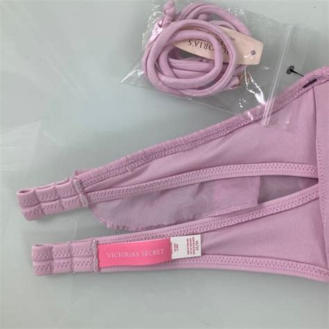 Victorias Secret Swim Victorias Secret Bandeau Lilac Cotton Ruffle Bikini Top Size Medium
