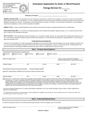 Fillable Online Fillable Online Hcad Exemption Application For Solar Or