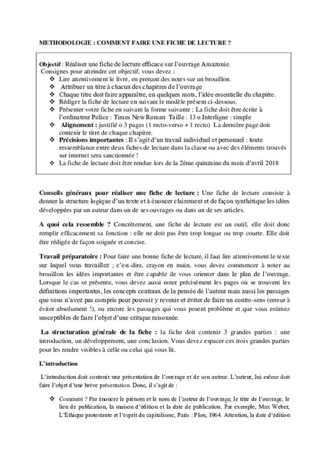 Comment Faire Une Fiche De Lecture Pdf